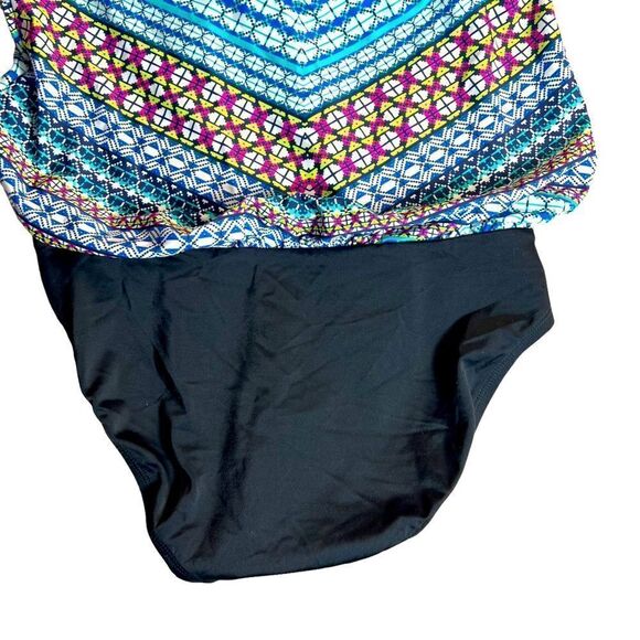 Jantzen Chevron Faux Tankini One Piece Swimsuit - Picture 5 of 9